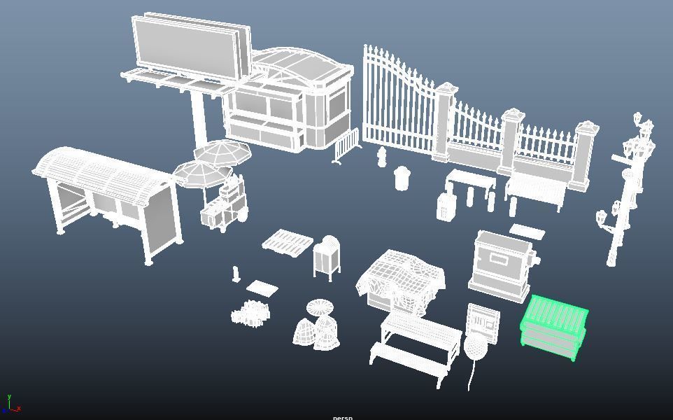 Amusement Park Environment Low-poly 3D model_2