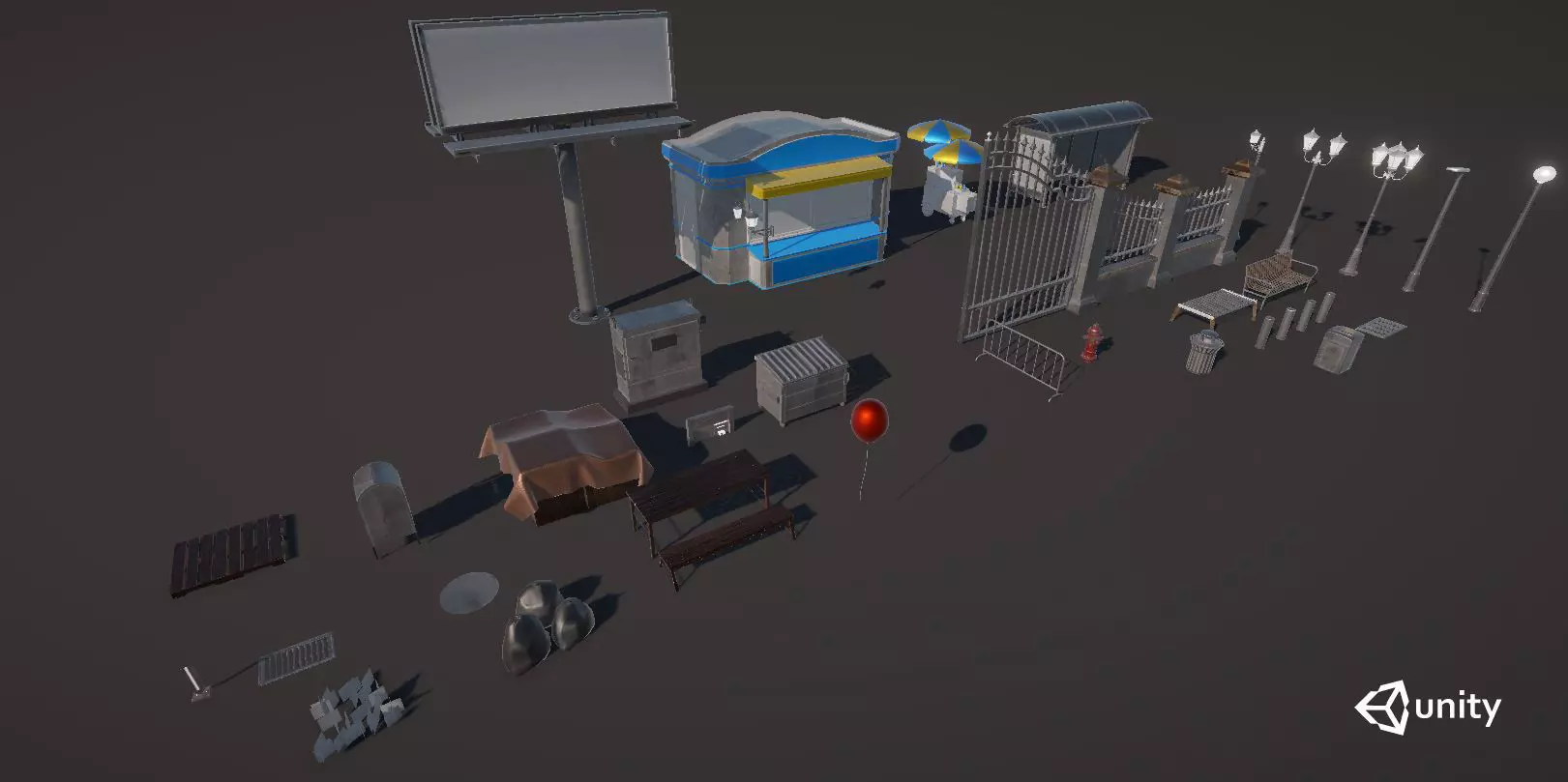 Amusement Park Environment Low-poly 3D model_0