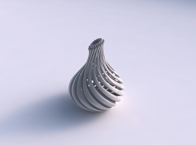 Vase twisted with muscle structure and soft tips streched top corner