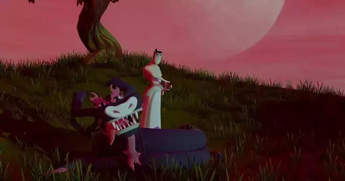 Samurai Jack vs Dragon Form Aku - Statuette