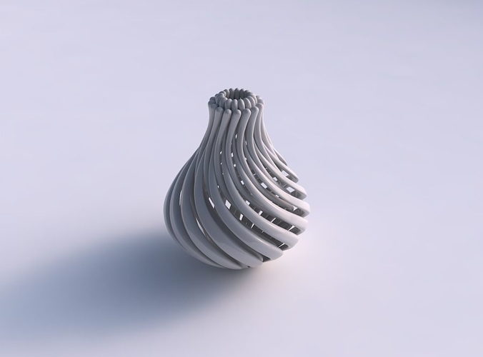 Vase twisted with muscle structure and soft tips twisted and squeezed