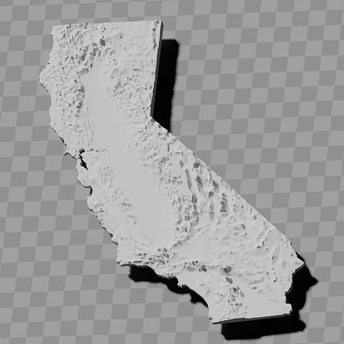 California USA geography relief map Low-poly 3D print model