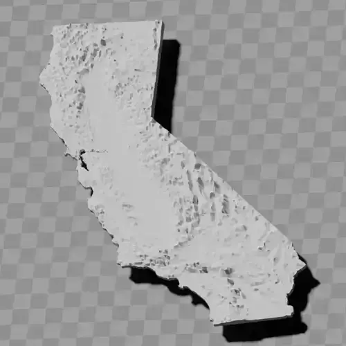 California USA geography relief map 3D print model