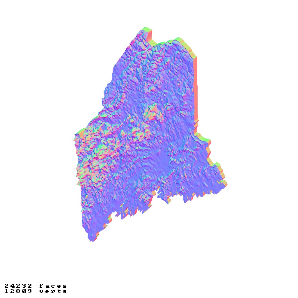 Maine USA relief map collection 3D print model_10