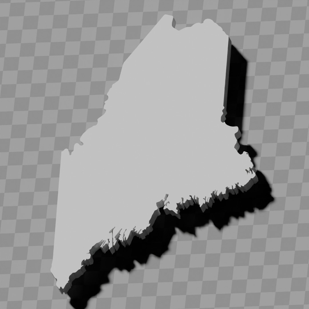 Maine USA relief map collection 3D print model_3