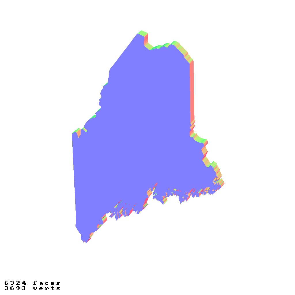 Maine USA relief map collection 3D print model_4