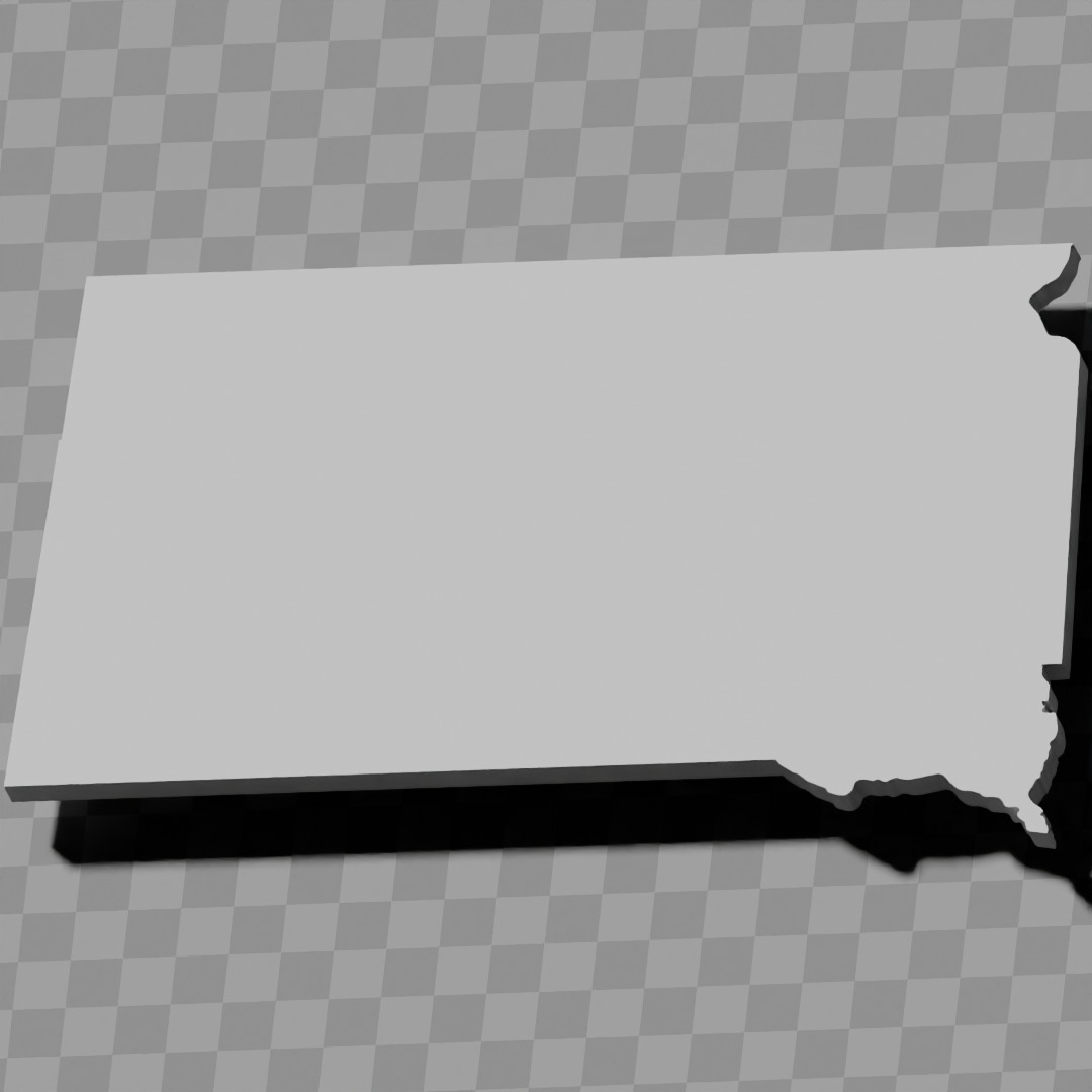 South Dakota USA exaggerated relief maps  Low-poly 3D model_3