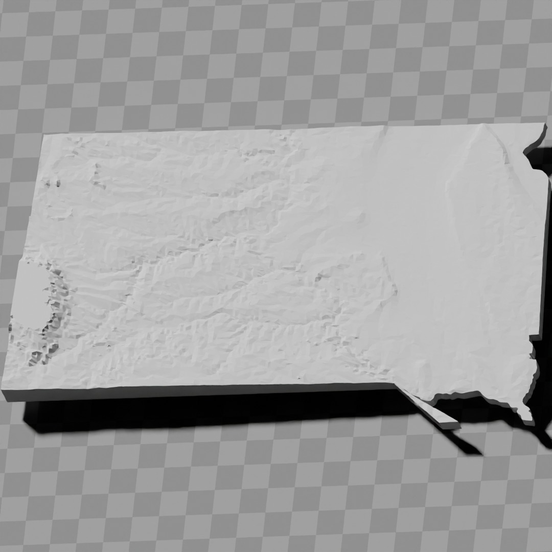 South Dakota USA exaggerated relief maps  Low-poly 3D model_8