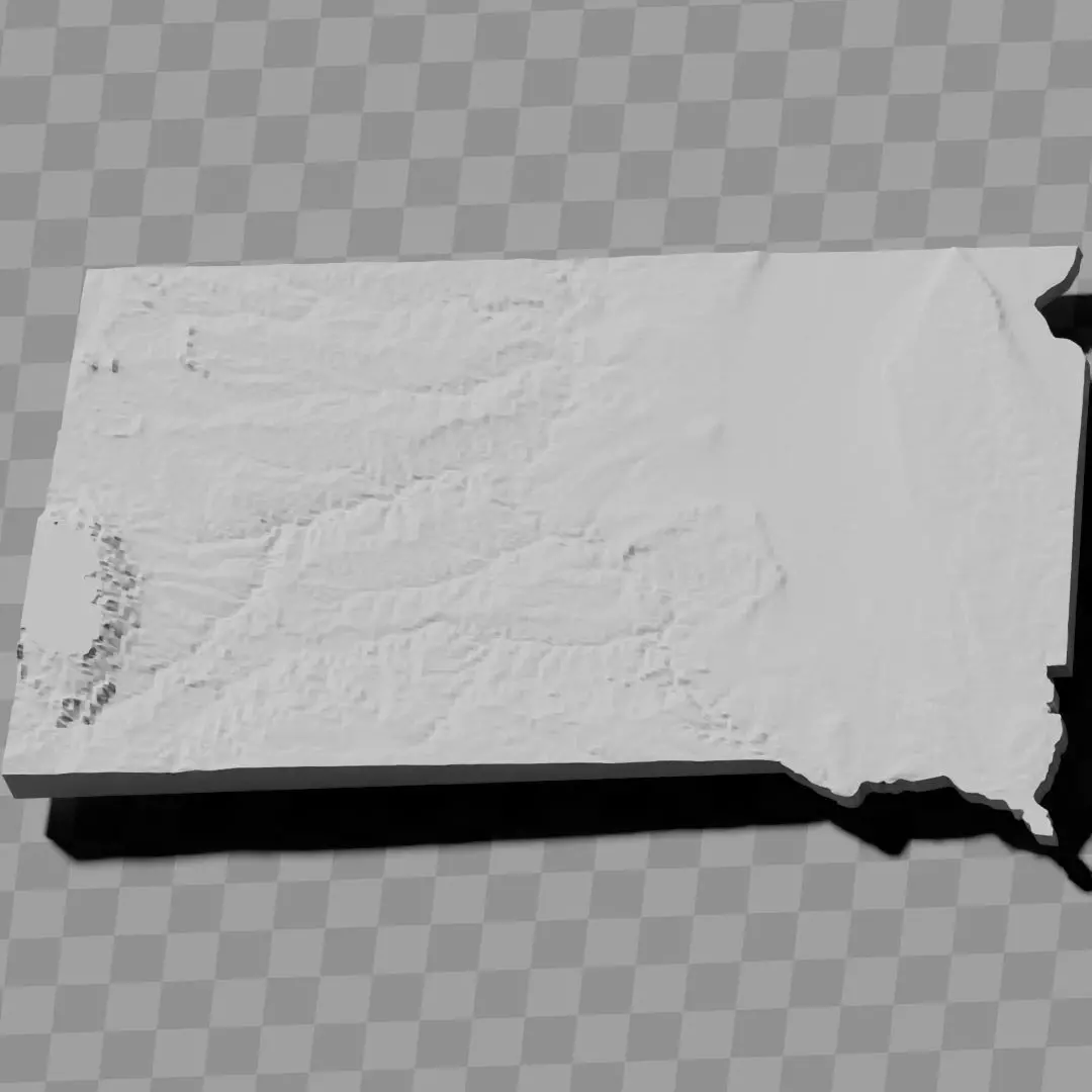 South Dakota USA exaggerated relief maps  Low-poly 3D model_0
