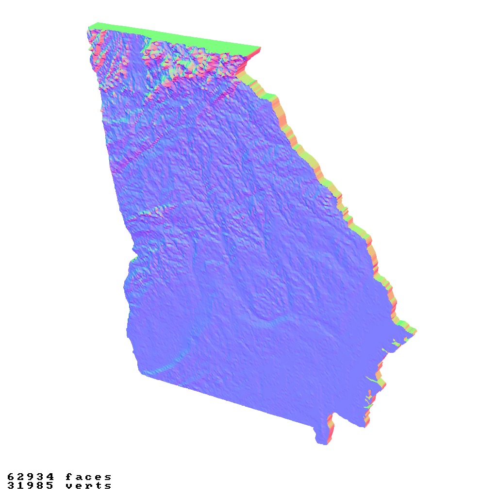 Georgia USA relief maps collection 3D print model_2