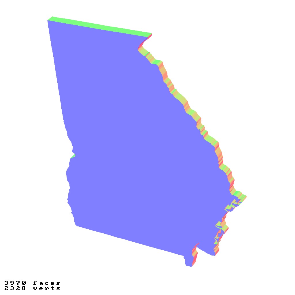 Georgia USA relief maps collection 3D print model_4