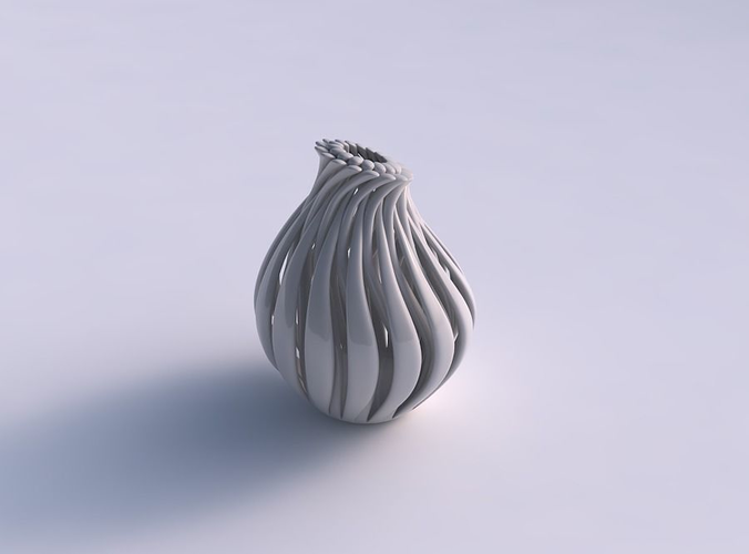 Vase twisted with muscle structure and soft tips squeezed with streched top corner