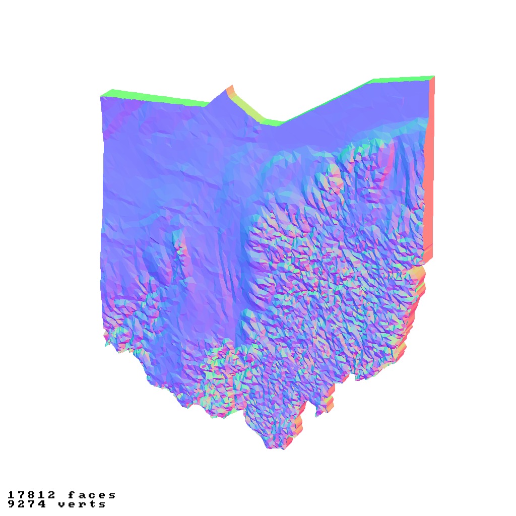 Ohio USA raised relief maps  3D print model_10
