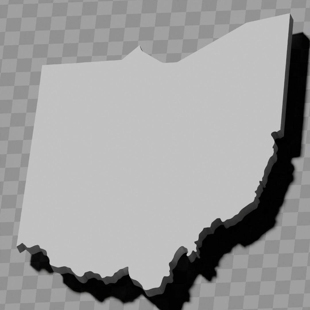 Ohio USA raised relief maps  3D print model_3