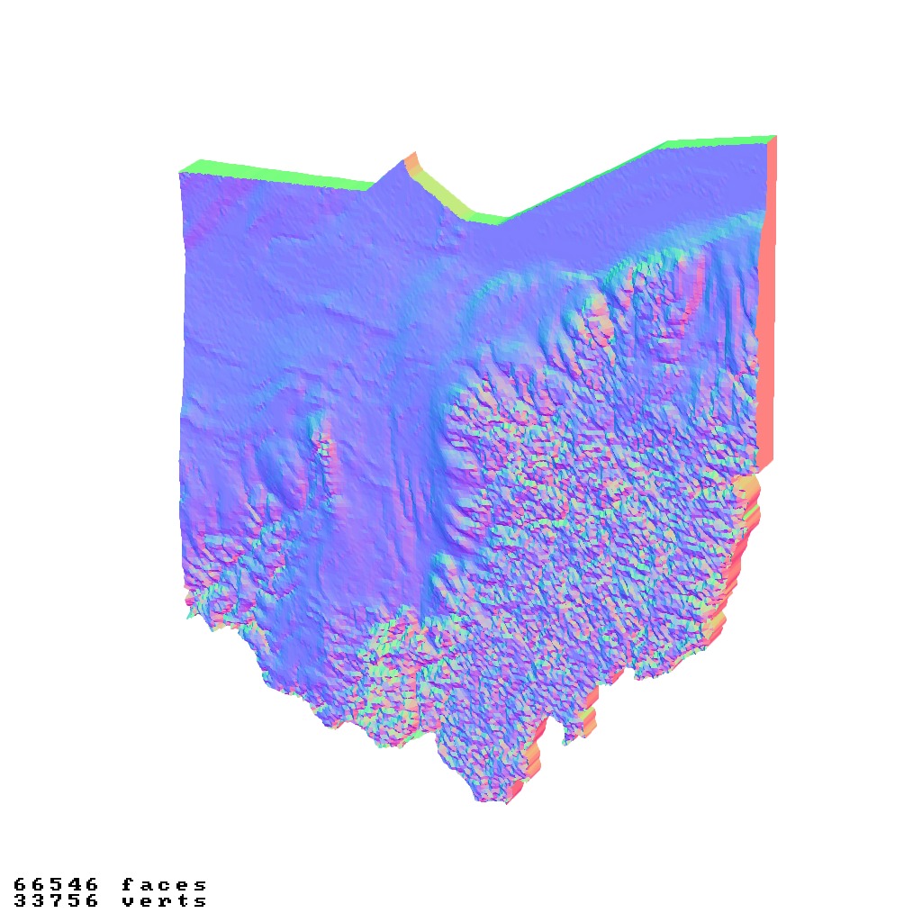 Ohio USA raised relief maps  3D print model_2