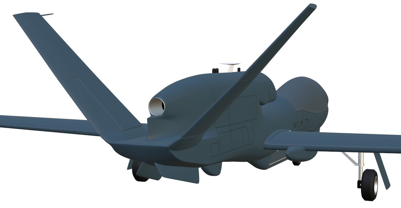 NORTHROP GRUMMAN RQ4D GROUND SURVEILLANCE - AGS NATO GLOBALHAWK- Low-poly 3D model_7