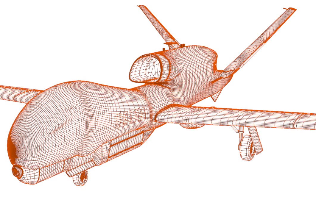 NORTHROP GRUMMAN RQ4D GROUND SURVEILLANCE - AGS NATO GLOBALHAWK- Low-poly 3D model_22