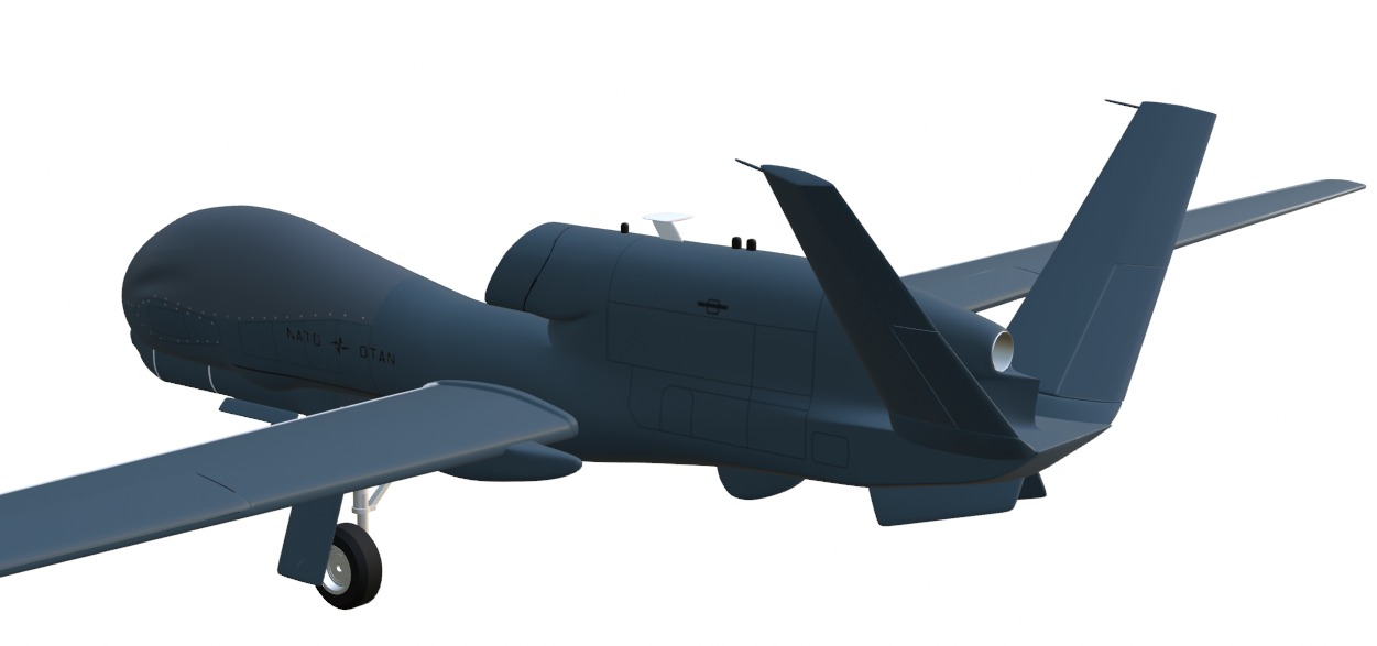 NORTHROP GRUMMAN RQ4D GROUND SURVEILLANCE - AGS NATO GLOBALHAWK- Low-poly 3D model_5
