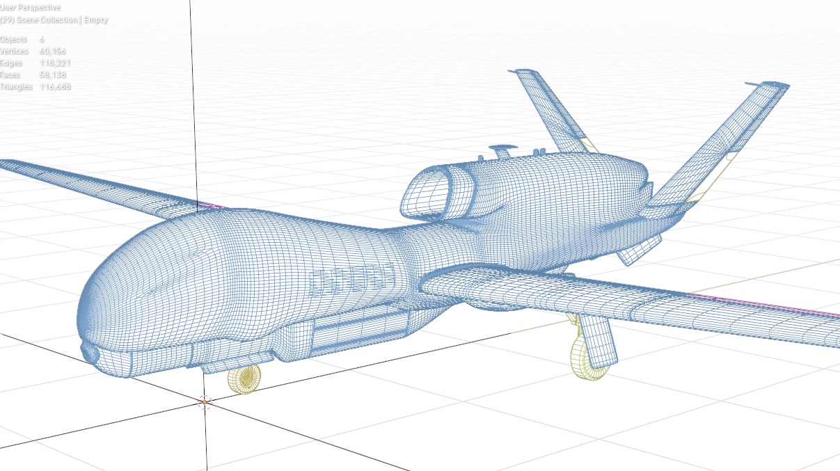 NORTHROP GRUMMAN RQ4D GROUND SURVEILLANCE - AGS NATO GLOBALHAWK- Low-poly 3D model_27