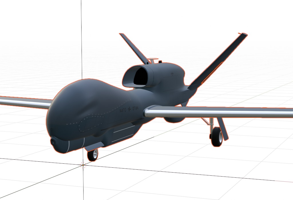 NORTHROP GRUMMAN RQ4D GROUND SURVEILLANCE - AGS NATO GLOBALHAWK- Low-poly 3D model_13