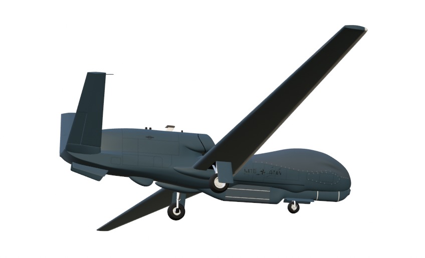 NORTHROP GRUMMAN RQ4D GROUND SURVEILLANCE - AGS NATO GLOBALHAWK- Low-poly 3D model_11