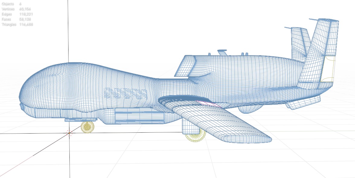 NORTHROP GRUMMAN RQ4D GROUND SURVEILLANCE - AGS NATO GLOBALHAWK- Low-poly 3D model_31