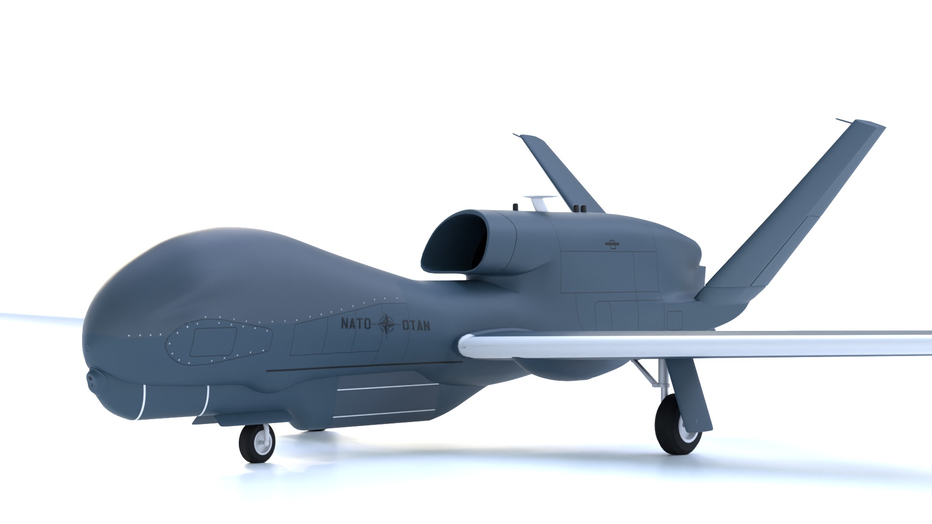NORTHROP GRUMMAN RQ4D GROUND SURVEILLANCE - AGS NATO GLOBALHAWK- Low-poly 3D model_3