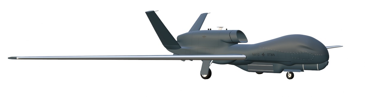 NORTHROP GRUMMAN RQ4D GROUND SURVEILLANCE - AGS NATO GLOBALHAWK- Low-poly 3D model_4