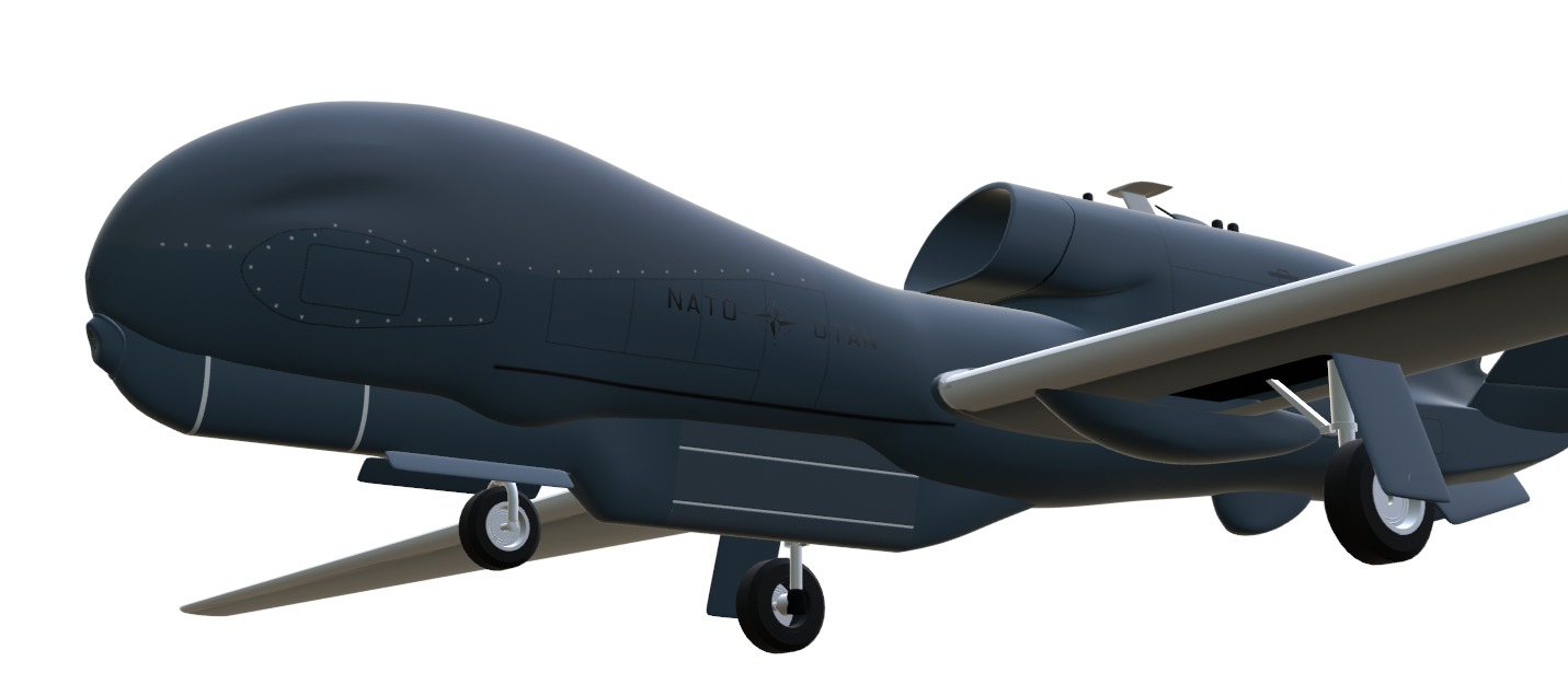 NORTHROP GRUMMAN RQ4D GROUND SURVEILLANCE - AGS NATO GLOBALHAWK- Low-poly 3D model_6