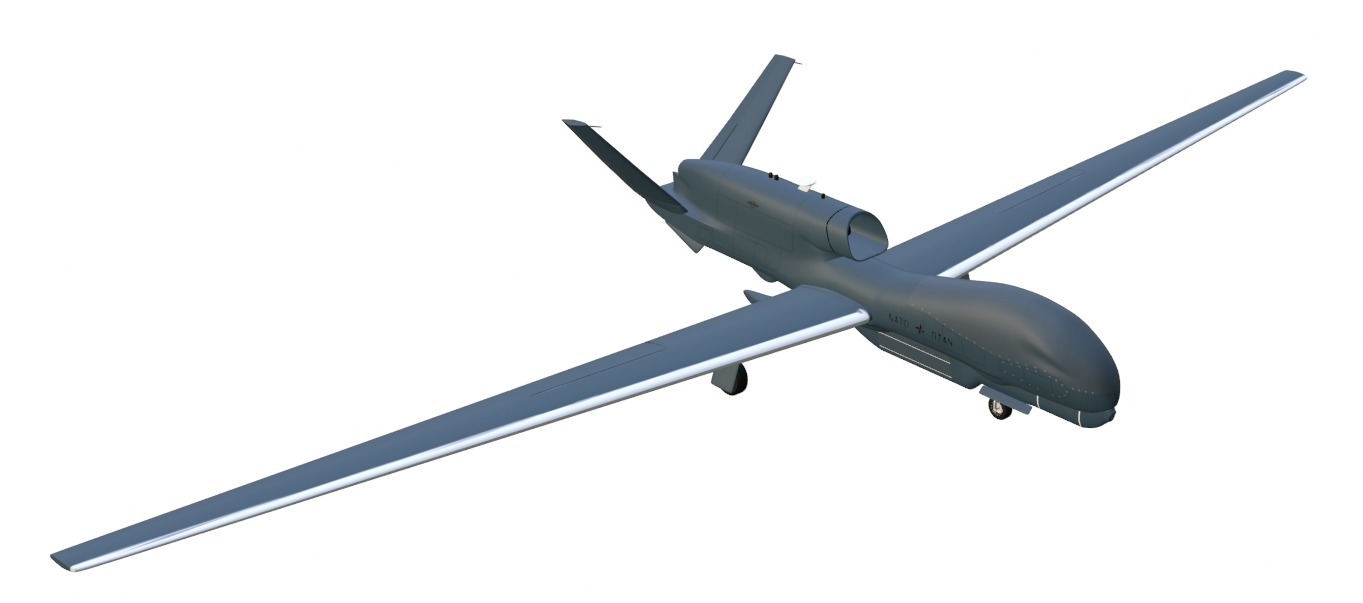 NORTHROP GRUMMAN RQ4D GROUND SURVEILLANCE - AGS NATO GLOBALHAWK- Low-poly 3D model_8