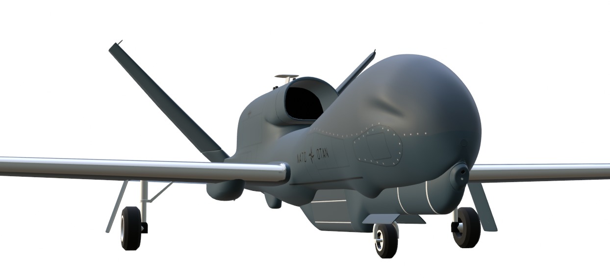 NORTHROP GRUMMAN RQ4D GROUND SURVEILLANCE - AGS NATO GLOBALHAWK- Low-poly 3D model_9