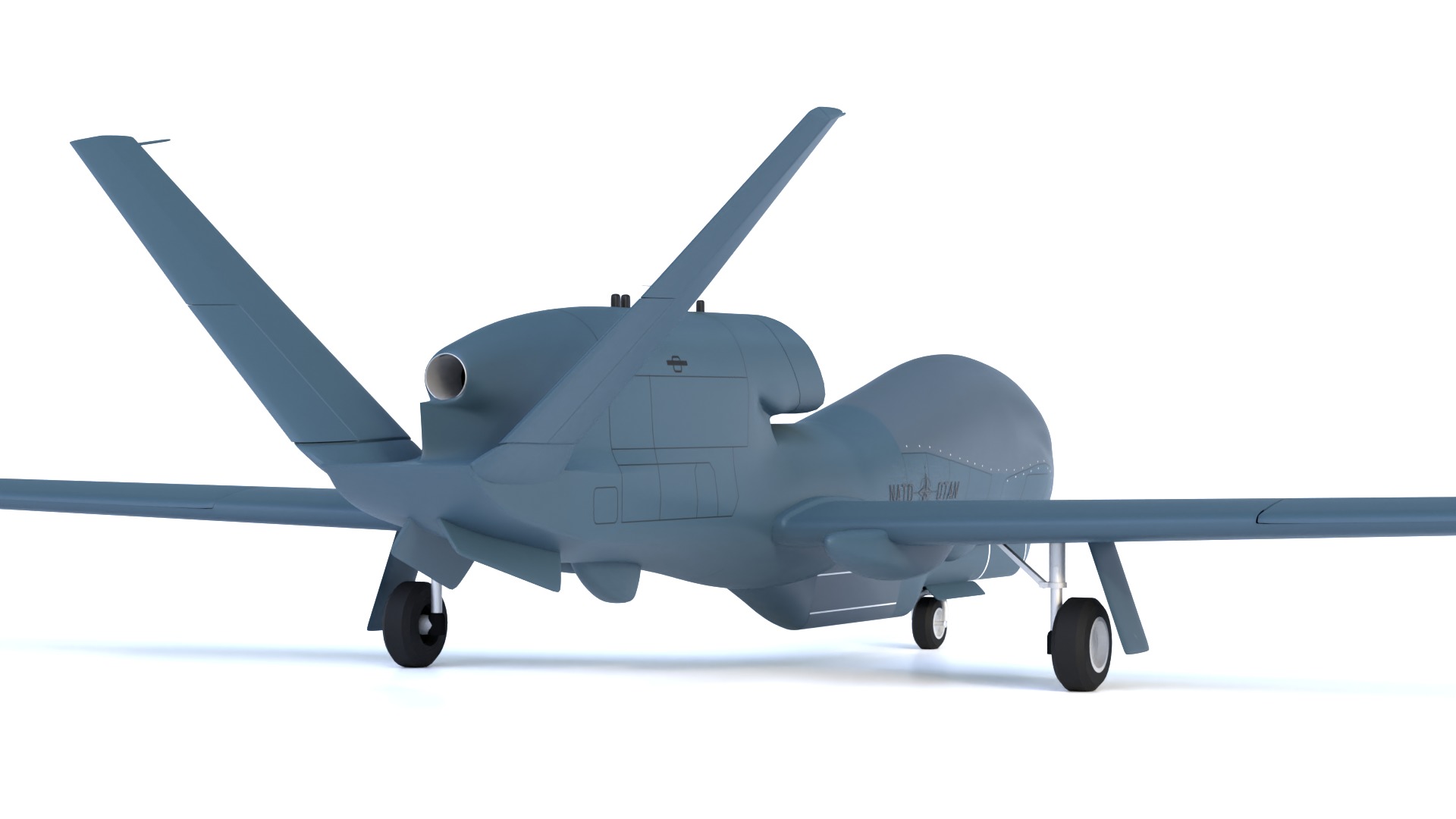 NORTHROP GRUMMAN RQ4D GROUND SURVEILLANCE - AGS NATO GLOBALHAWK- Low-poly 3D model_2