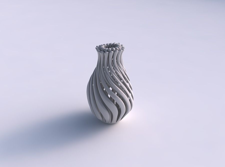 Vase twisted with muscle structure and soft tips wavy top 3D print model_0