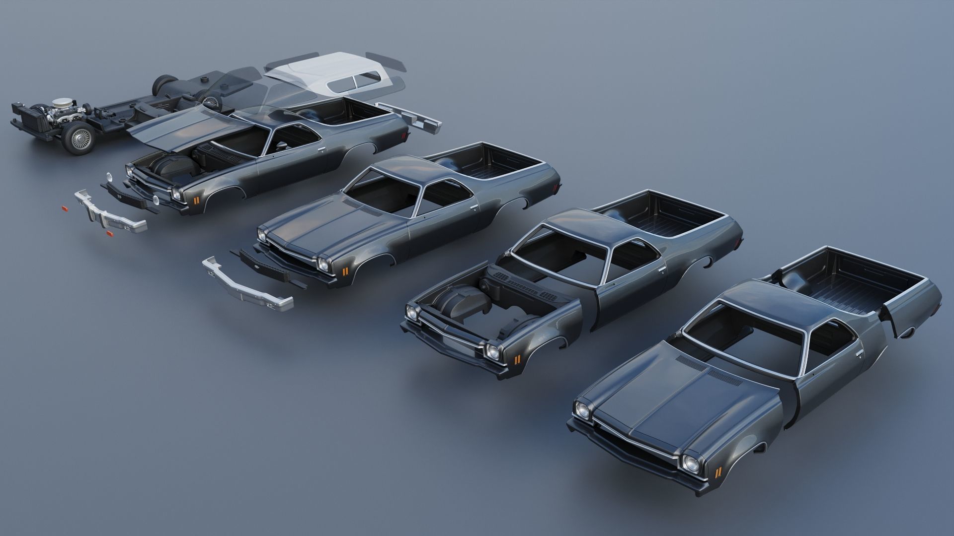 Chevrolet El Camino 1973 3D print model_24