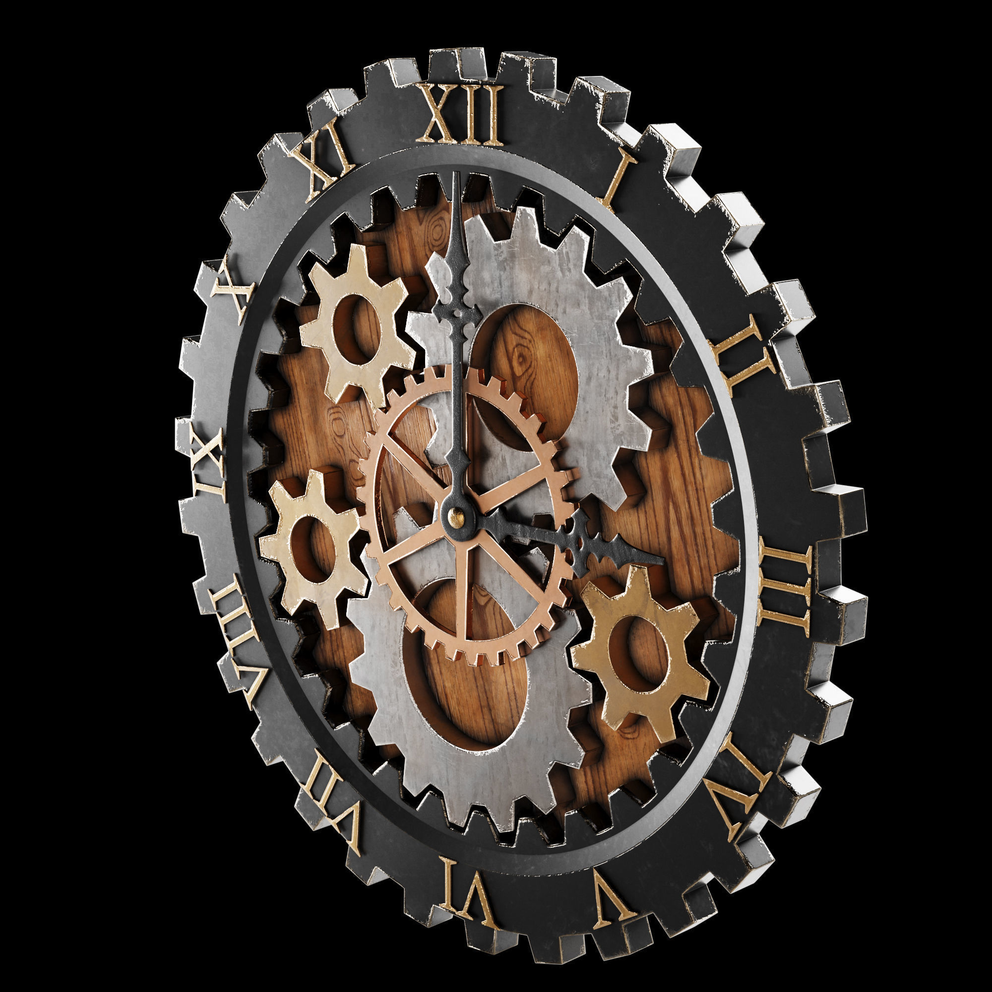Clock with gears 3D model_4