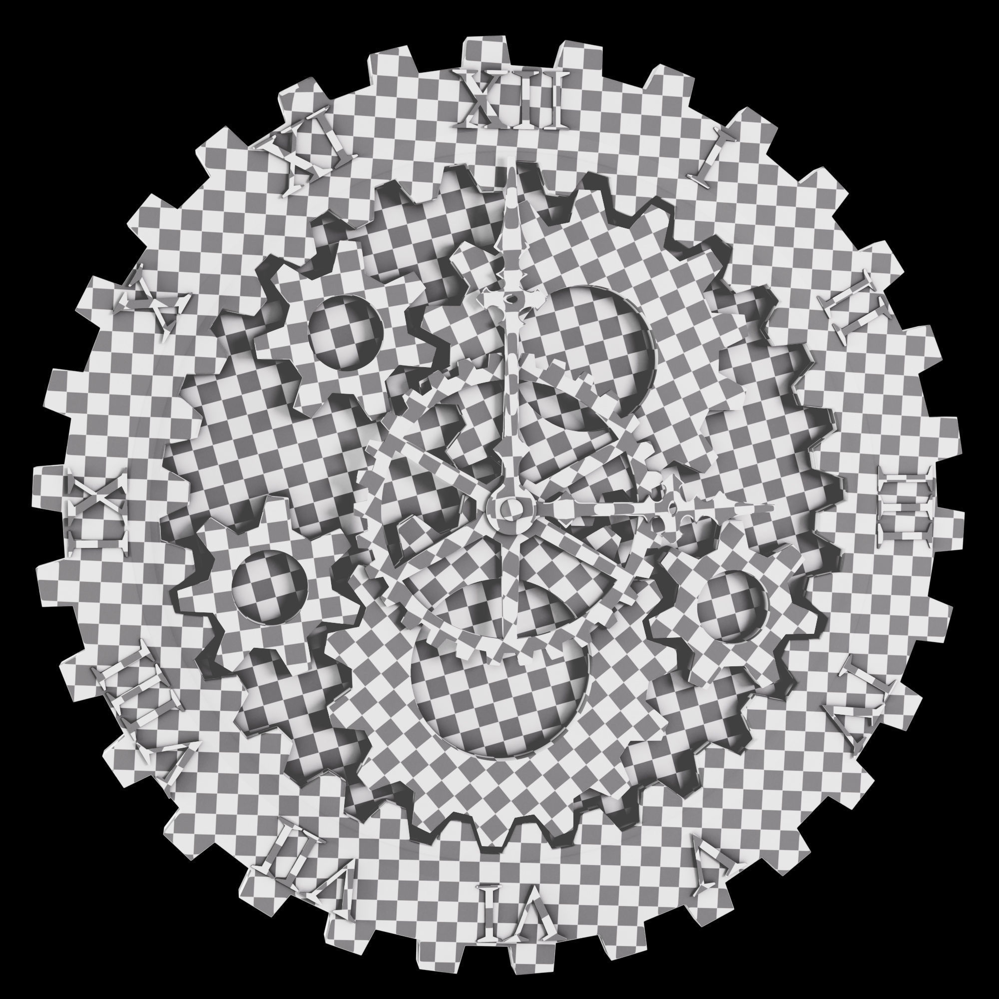 Clock with gears 3D model_6