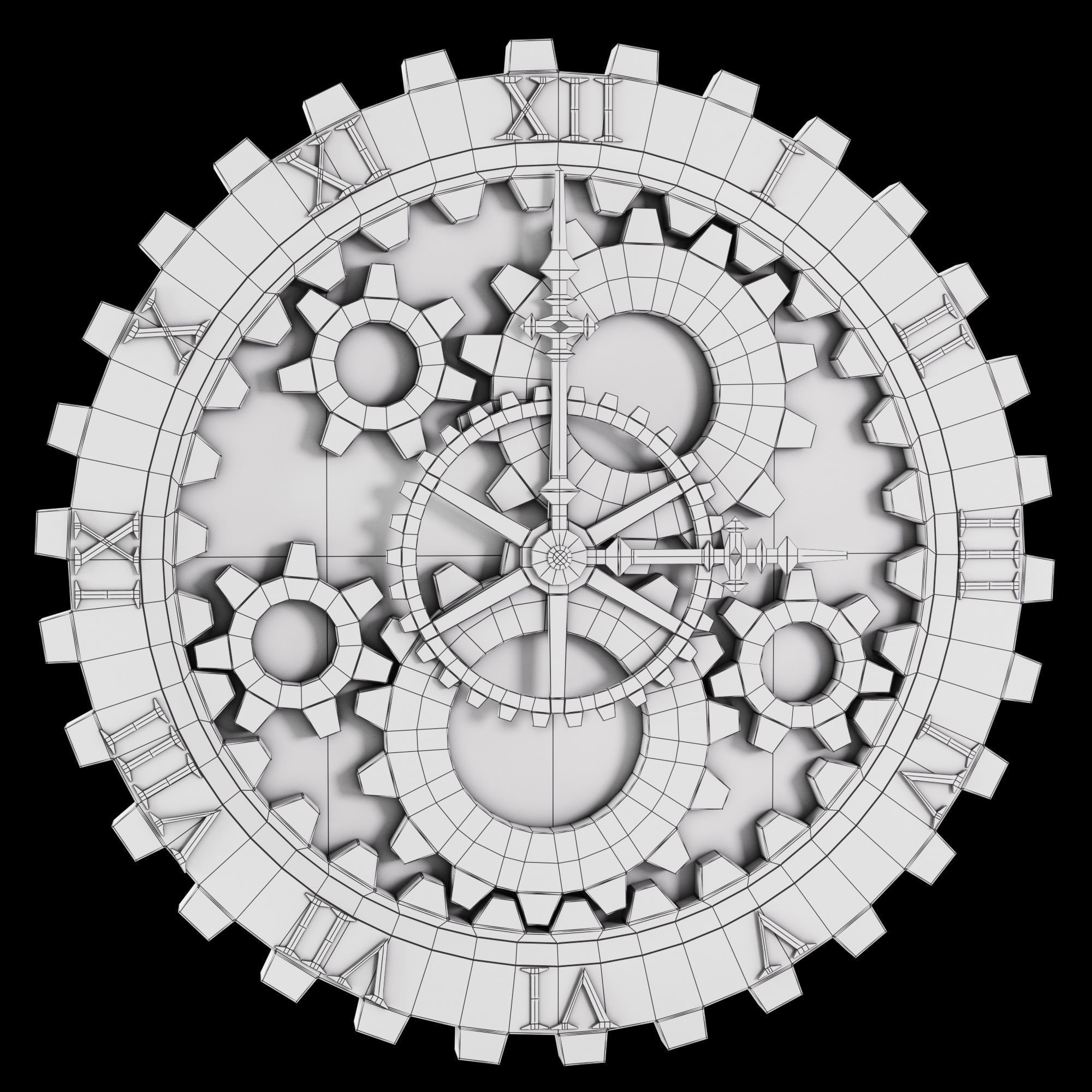 Clock with gears 3D model_5