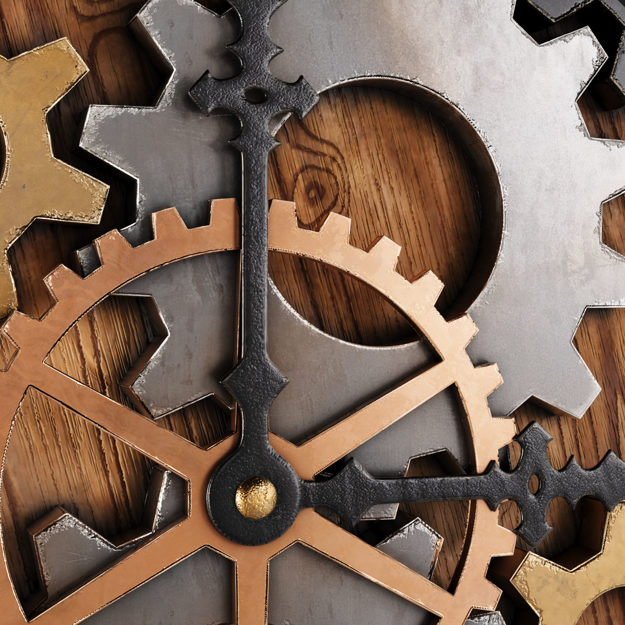 Clock with gears 3D model_3