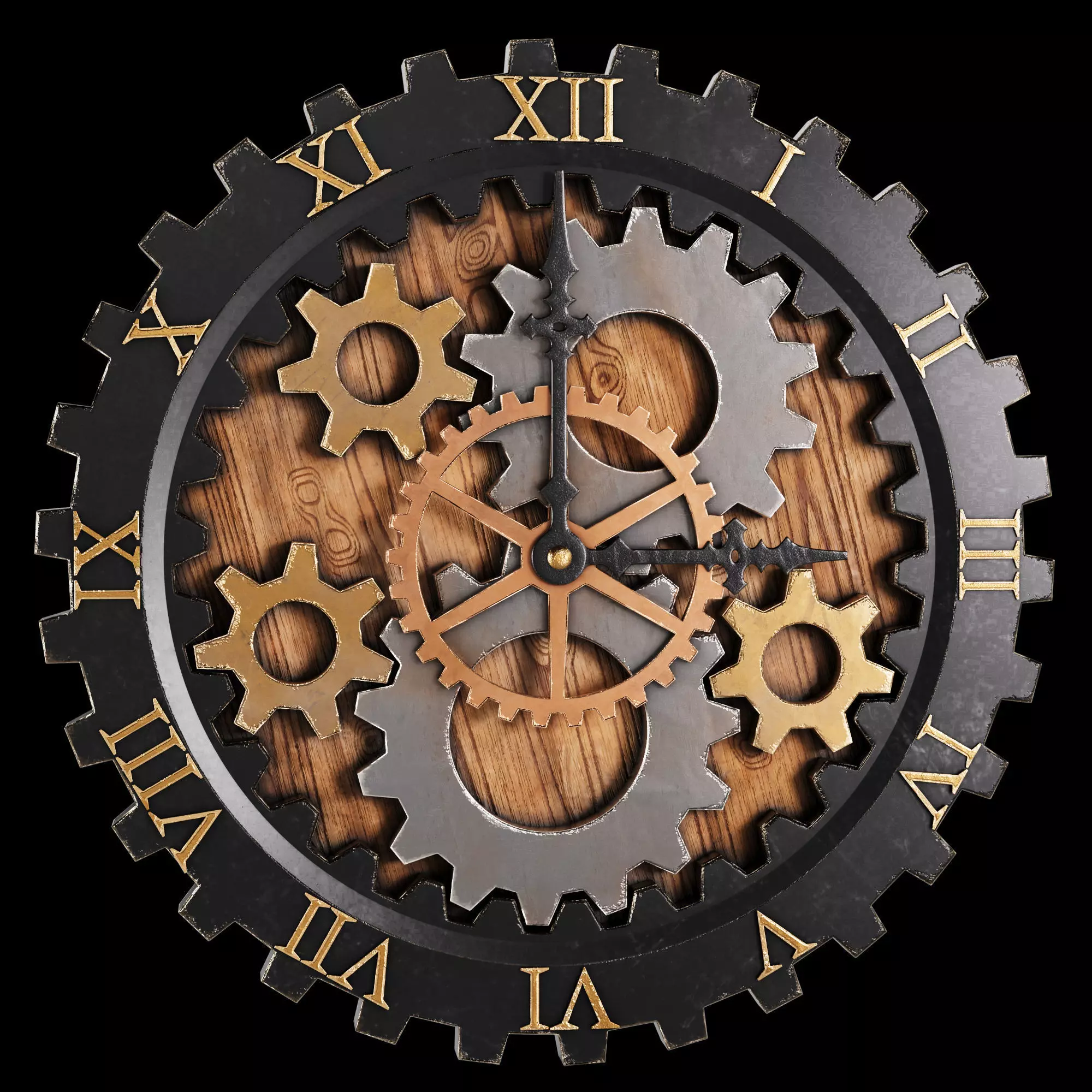Clock with gears 3D model_0