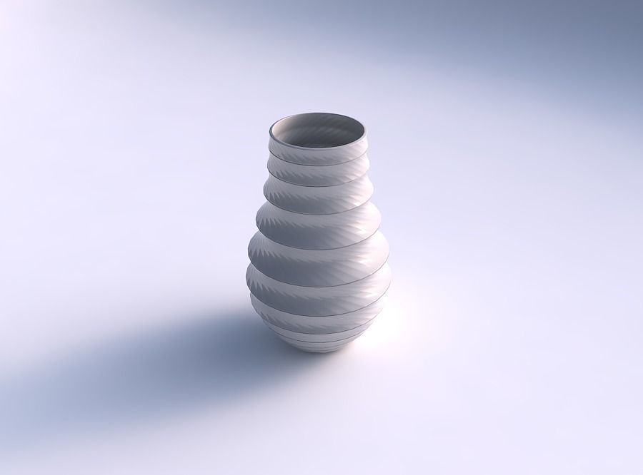Vase twisted with horizontal dents and twisted diagonal lines 3D print model_0