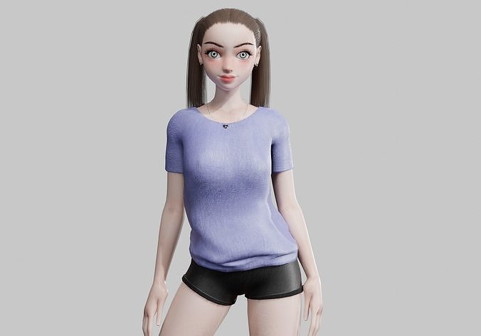 stylized cute Woman V17009  Low-poly 3D model