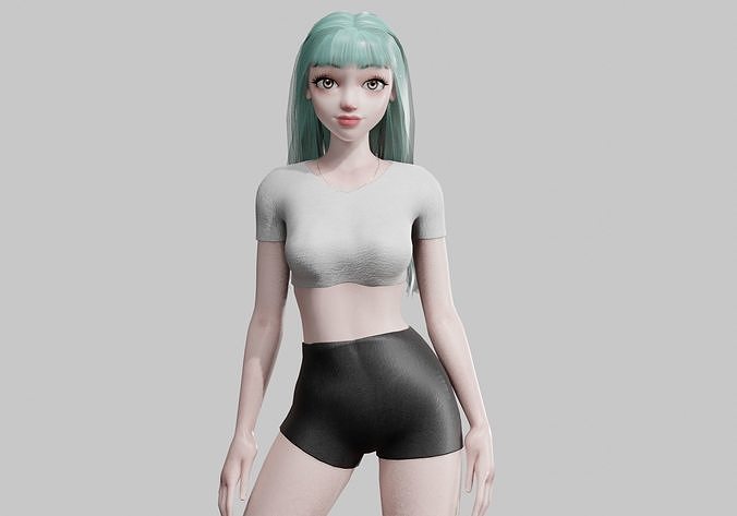 Pretty Young woman V25038  Low-poly 3D model