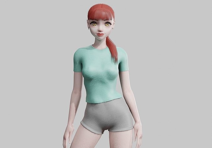 Pretty classic woman V18789  Low-poly 3D model