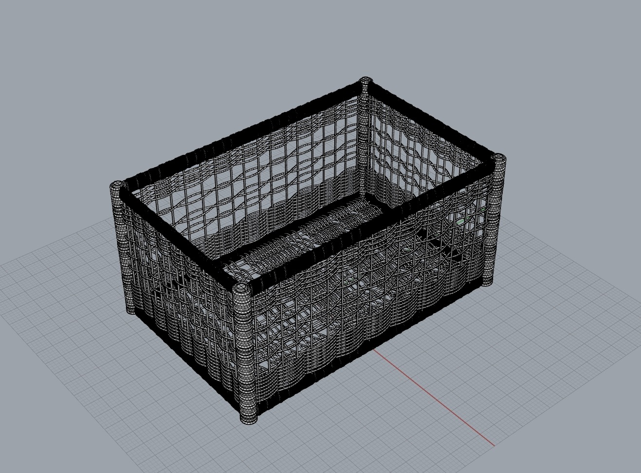 Bamboo basket 3D model_2