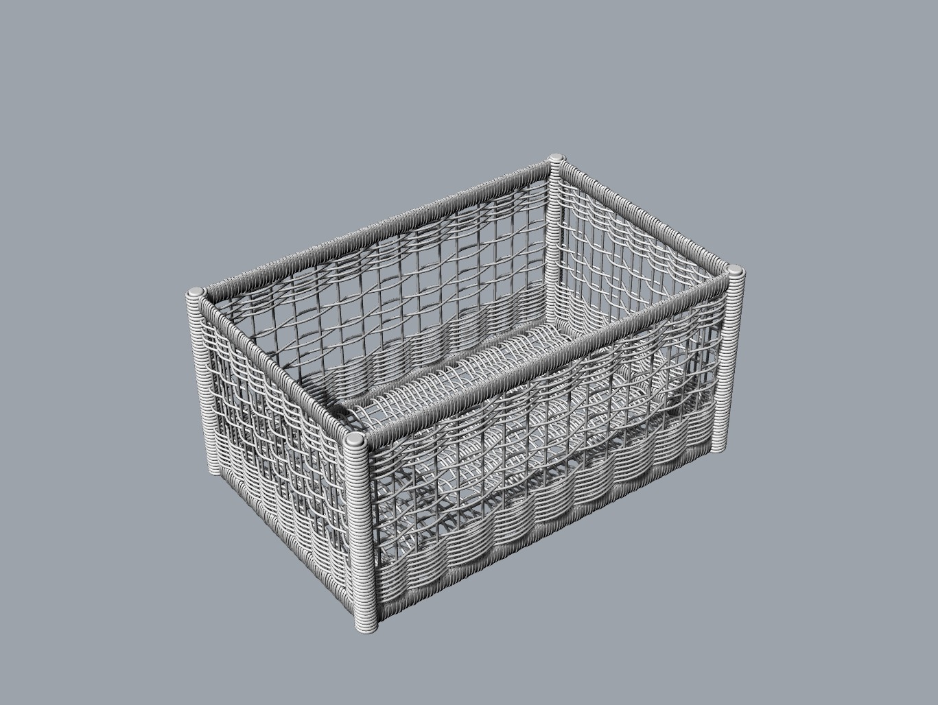 Bamboo basket 3D model_1