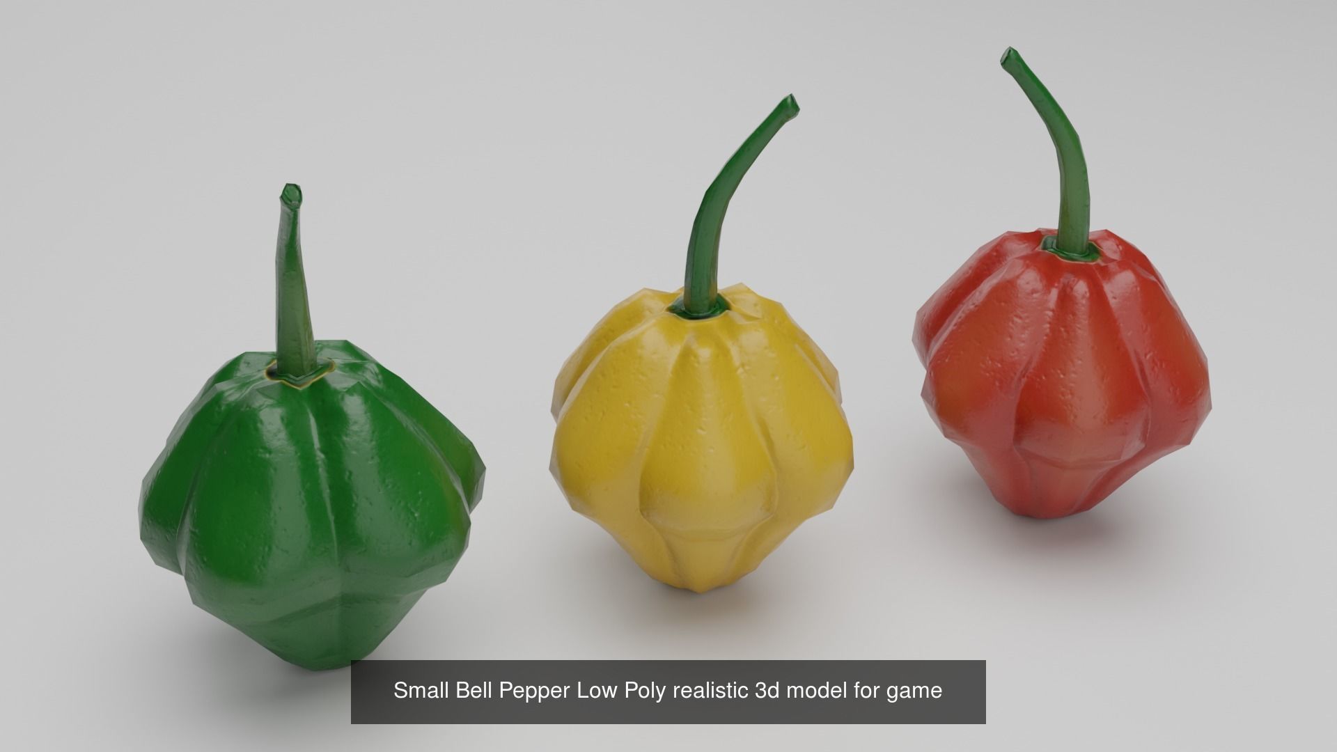 Pepper and Plants Set Low Poly Game Ready 3D Model Collection_3
