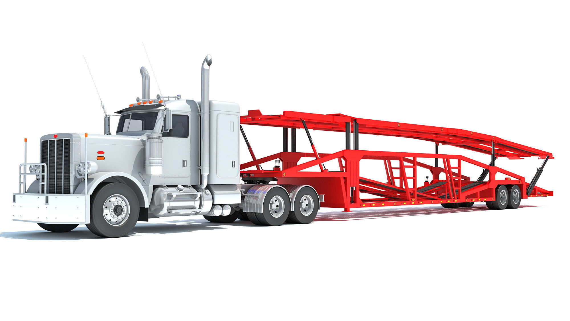 Car Carrier Semi Truck Trailer 3D model_10