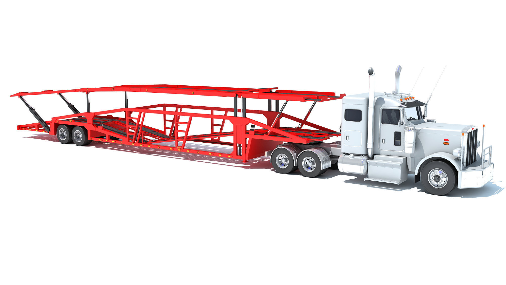 Car Carrier Semi Truck Trailer 3D model_7
