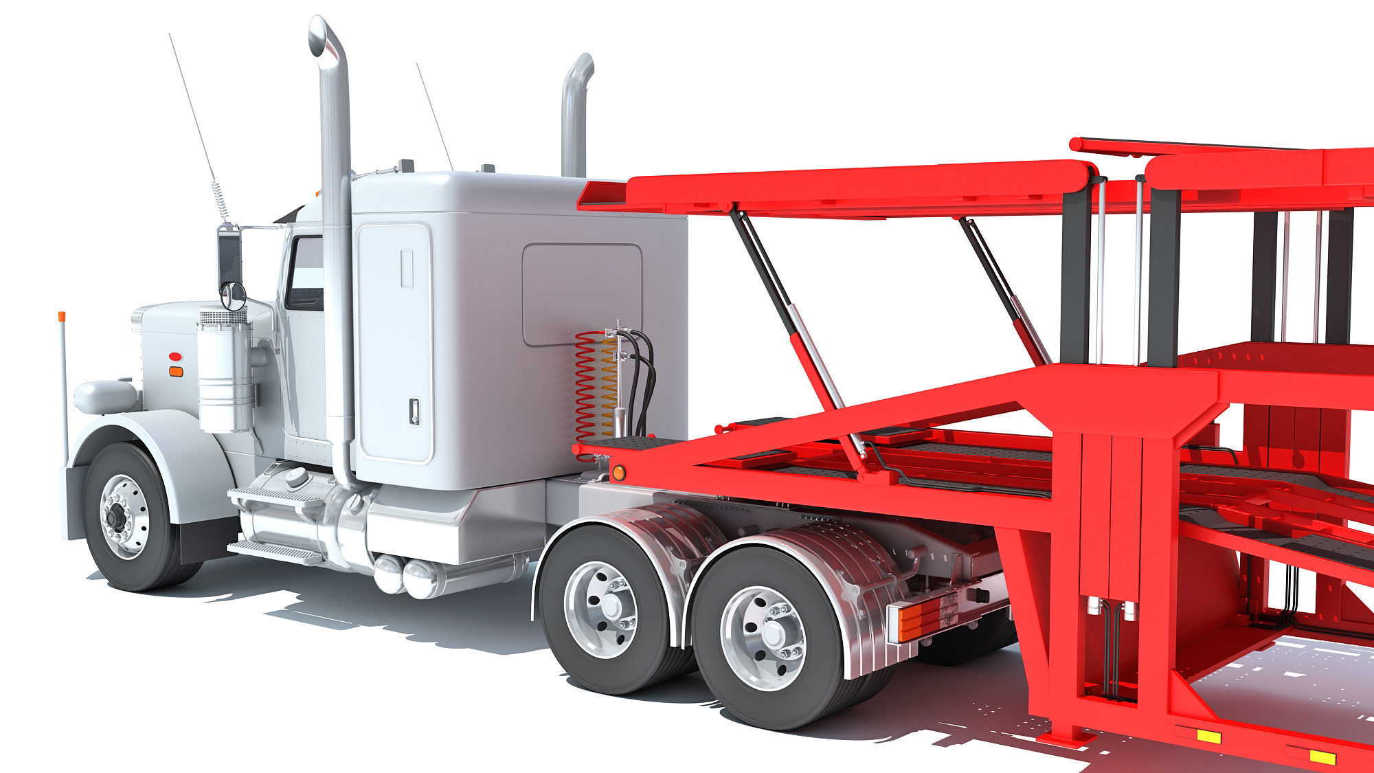 Car Carrier Semi Truck Trailer 3D model_13