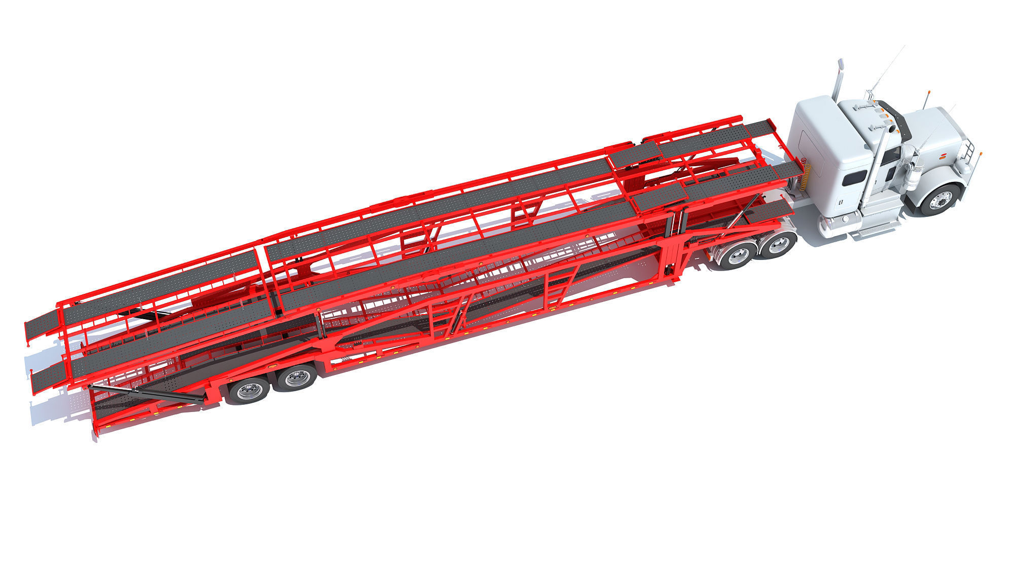Car Carrier Semi Truck Trailer 3D model_6